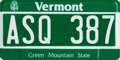 VT license plate ASQ387