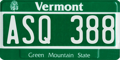 VT license plate ASQ388