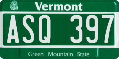 VT license plate ASQ397