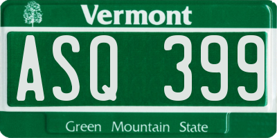 VT license plate ASQ399