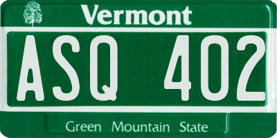 VT license plate ASQ402