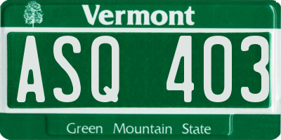 VT license plate ASQ403