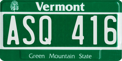 VT license plate ASQ416