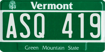 VT license plate ASQ419