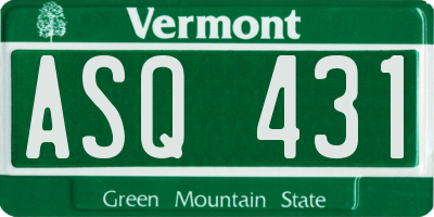 VT license plate ASQ431