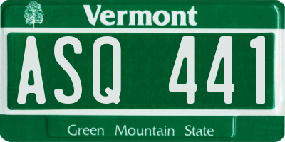 VT license plate ASQ441