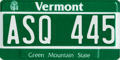 VT license plate ASQ445