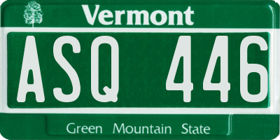 VT license plate ASQ446