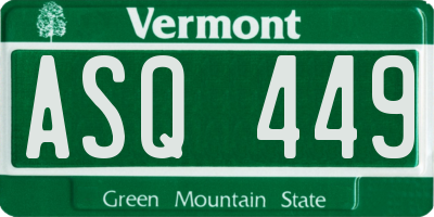 VT license plate ASQ449