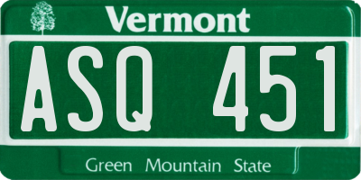 VT license plate ASQ451