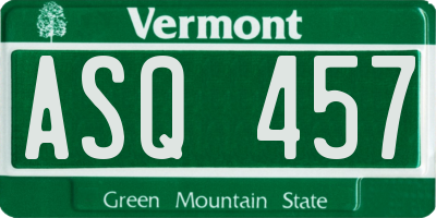 VT license plate ASQ457