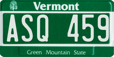 VT license plate ASQ459