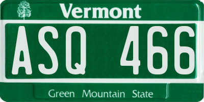 VT license plate ASQ466