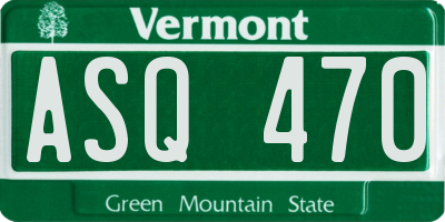VT license plate ASQ470