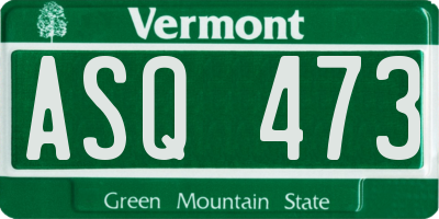 VT license plate ASQ473