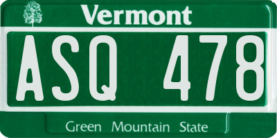 VT license plate ASQ478