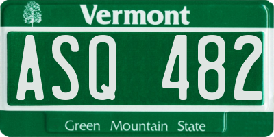 VT license plate ASQ482