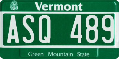 VT license plate ASQ489