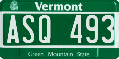 VT license plate ASQ493