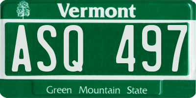 VT license plate ASQ497