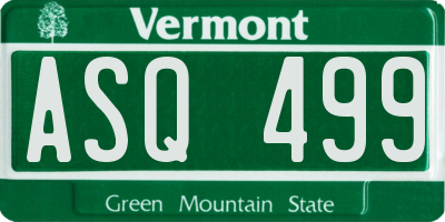 VT license plate ASQ499