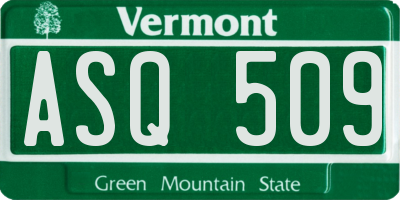 VT license plate ASQ509