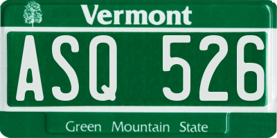 VT license plate ASQ526