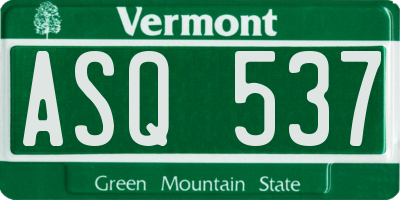 VT license plate ASQ537