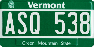 VT license plate ASQ538