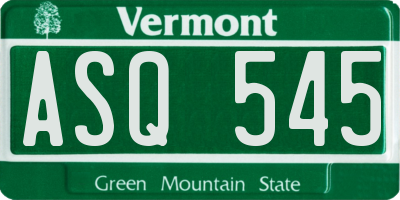 VT license plate ASQ545
