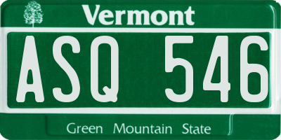 VT license plate ASQ546