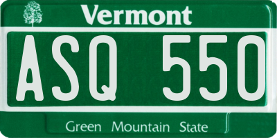 VT license plate ASQ550