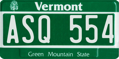 VT license plate ASQ554