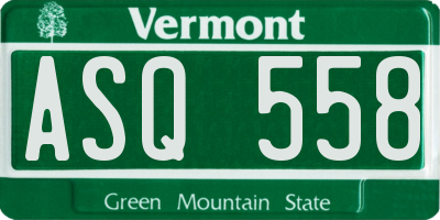 VT license plate ASQ558