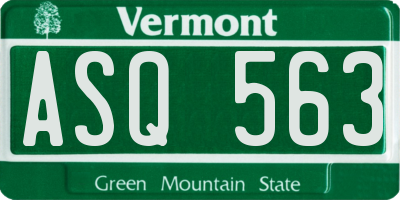 VT license plate ASQ563