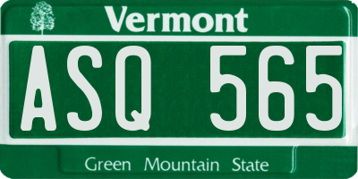 VT license plate ASQ565