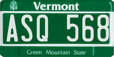VT license plate ASQ568
