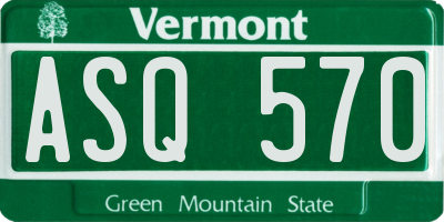 VT license plate ASQ570