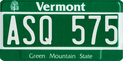 VT license plate ASQ575