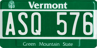 VT license plate ASQ576