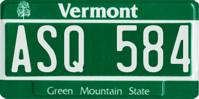 VT license plate ASQ584