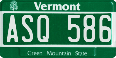 VT license plate ASQ586