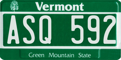 VT license plate ASQ592