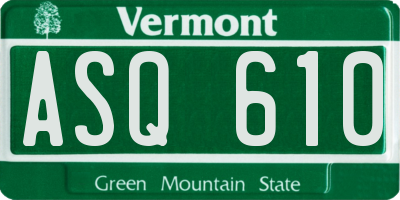VT license plate ASQ610
