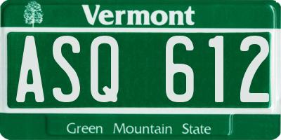 VT license plate ASQ612