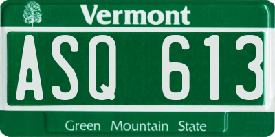 VT license plate ASQ613