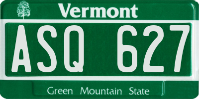 VT license plate ASQ627