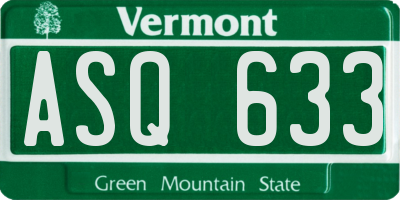 VT license plate ASQ633