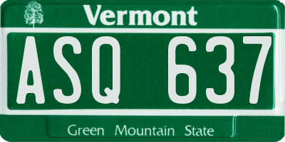 VT license plate ASQ637