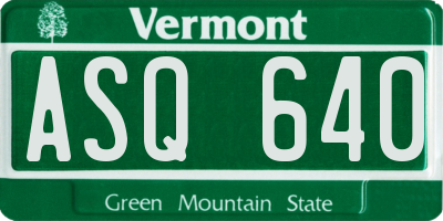 VT license plate ASQ640